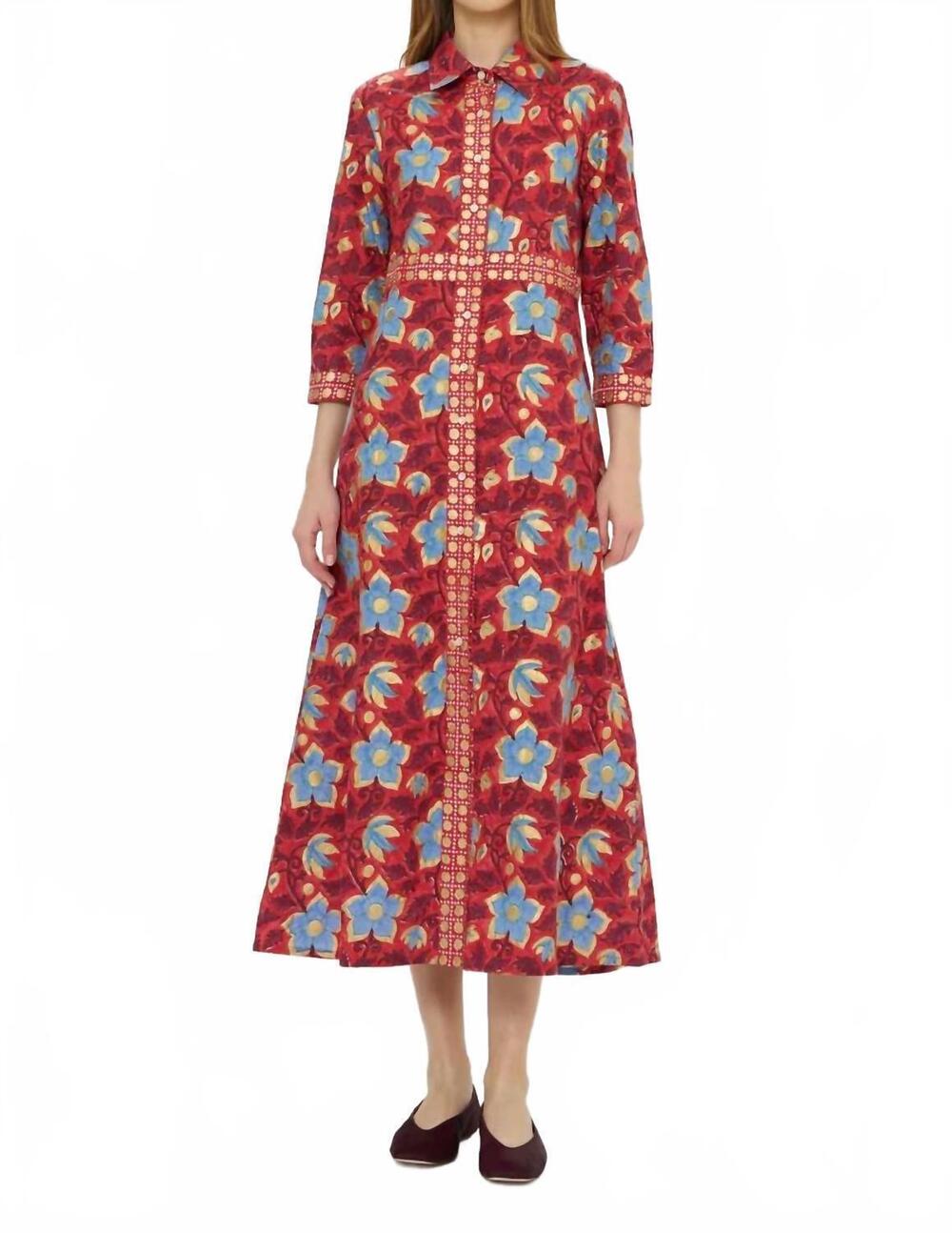 NEW OLIPHANT shirt maxi dress in kildare red